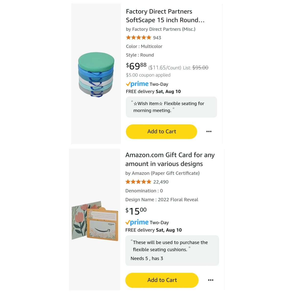 I teach K-2 special education students with Autism, Intellectual Disabilities, &amp; Cerebral Palsy. We just need 2 more gift cards to purchase the flexible seating cushions. Can you please help us? 🩵🩷💫🤞

amazon.com/hz/wishlist/ls…