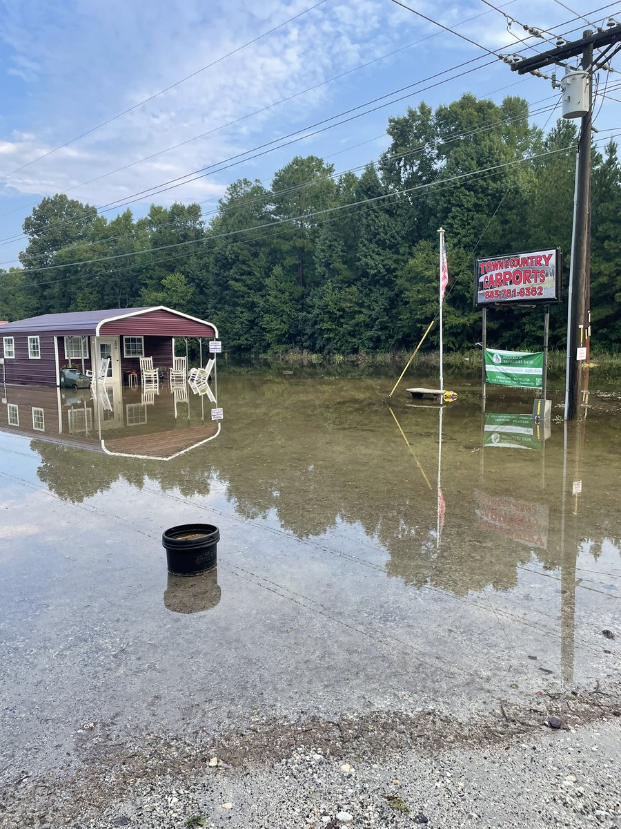 RIGHT NOW: Many areas are seeing affects of the tail-end of #TropicalStormDebby during the early hours of this morning. We’re off of Old Whitesville Road and this is just an example of what areas are looking like.