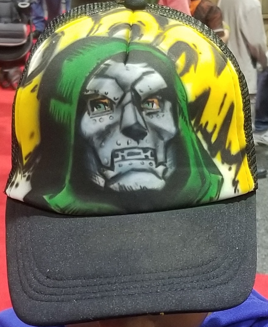 philly_airbrush's tweet photo. Airbrush Doctor Doom Hat by Bryon "Mutt" Wackwitz @mutt_airbrush Mutt Airbrush Philadelphia PA @thatguymutt #airbrush #philadelphia #philly #bryon_wackwitz #customairbrush  #handmade #artcommunity #localart @TheArtistMutt #airbrushapperal #doctordoom #drdoom #marvel #art https://t.co/kSRWcbvWDS