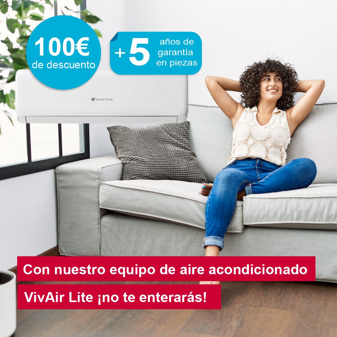 🥵Las olas de calor pueden hacer que tu hogar se convierta en un sauna en minutos, pero con nuestro equipo de aire acondicionado VivAir Lite estarás más fresco que en un iglú 🧊

¡Descubre aquí nuestra promoción en aire acondicionado y no pases más calor! 
instalxpert.saunierduval.es/aire-acondicio…