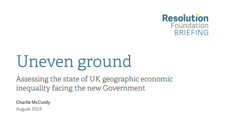 WorkFoundation's tweet photo. Our #Researchoftheweek goes to @resfoundation for their report ‘Uneven ground’ which looks at the state of UK geographic economic inequality facing the new Government. (1/7) https://t.co/gFrVIKJ3L8