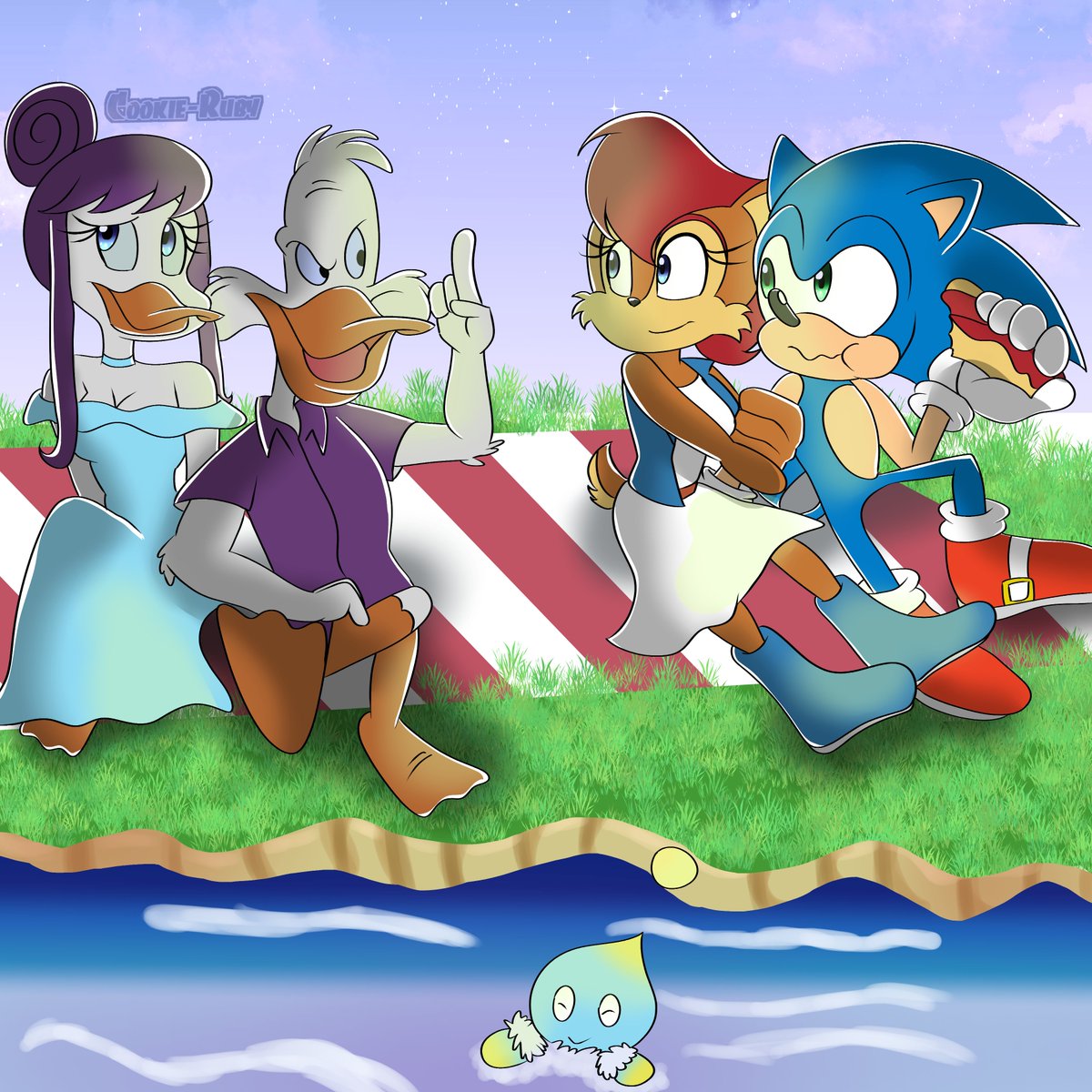 Double Date #ocxcanon #sonally #sonicxsally #SonicTheHedghehog #sallyacorn #darkwingduck #drakemallard #oc #originalcharacter #furryartist #fanart #digitalart #myart #myartwork #disney #duckverse #ducksona #disneyoc #sonicfanart