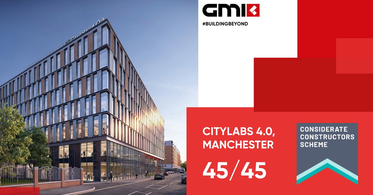 We are proud to announce that the internationally significant health #innovation campus, CityLabs 4.0 has achieved a perfect score of 45/45 on its latest <a href="/CCScheme/">Considerate Constructors Scheme</a> visit 🏆 🧪 🔬

<a href="/BW_SciTech/">Bruntwood SciTech</a>

#Buildingbeyond #BuiltbyGMI #GMINorthWest #CCS #Celebratingsuccess