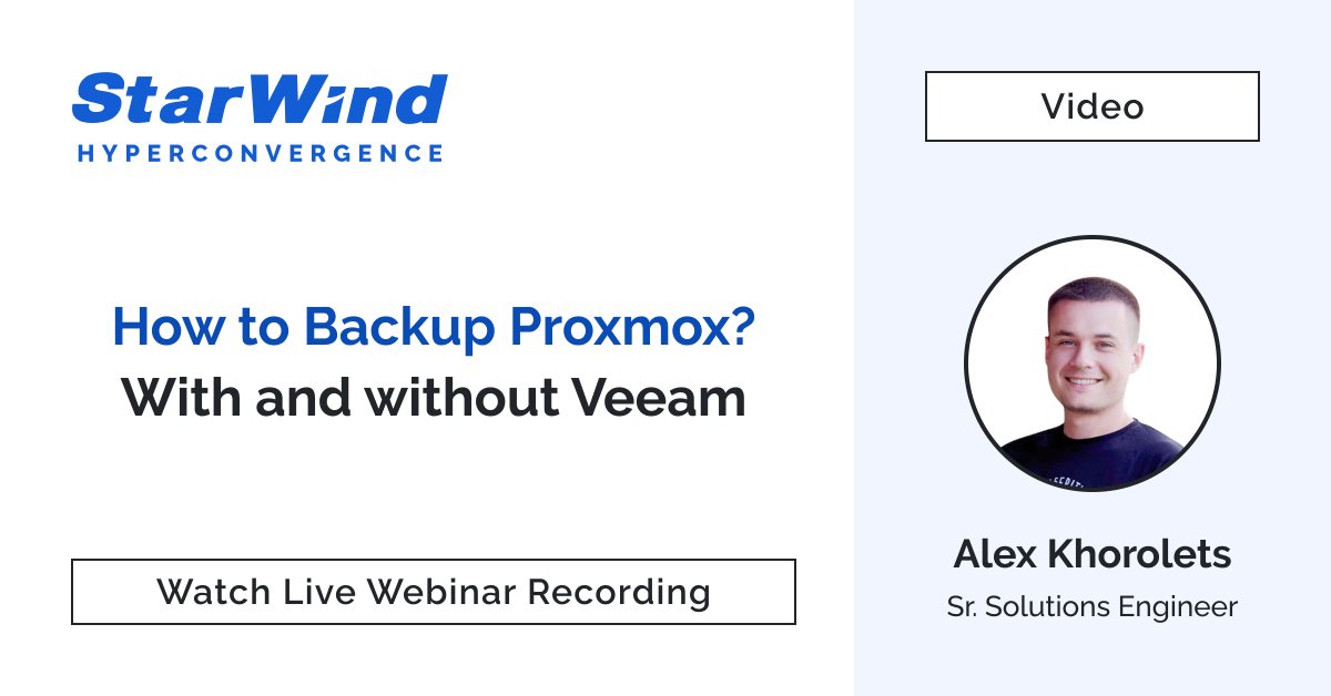 starwindsan's tweet image. 🎙#StarWind_webinar
Want to improve your #Proxmox VE backups? Watch our recent live webinar with Sr. Solutions Engineer Alex Khorolets to explore #ProxmoxBackupServer and #Veeam integration strategies.
Watch the webinar recording now: starwind.com/s/5t