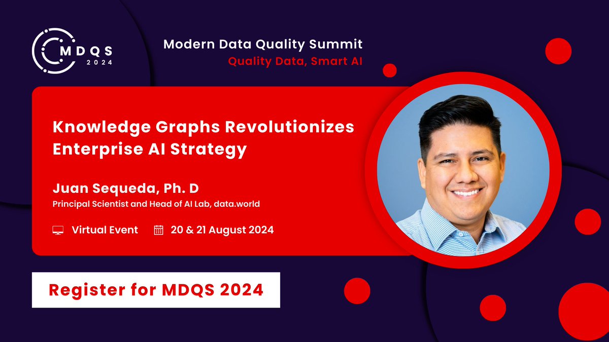 🔍 From improving accuracy of LLMs by 4x to using ontologies for refining LLM-generated SQL, get ready to know some innovative methods that can transform your enterprise AI strategy.  

👉 Join Juan Sequeda here: moderndataqualitysummit.com/register-now/
