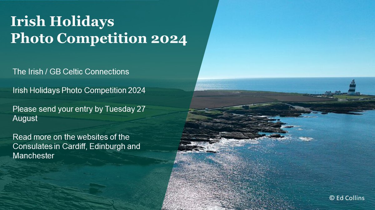 Consulate General of Ireland, Manchester (@irlnorthengland) on Twitter photo It’s competition time!
📸Have you a recent photo from Ireland you think is prize-winning?
Alongside <a href="/irlscotland/">Ireland CG Edinburgh</a> and <a href="/irelandinwales/">Ireland CG Cardiff</a> we’re looking for your best snaps for our Irish Holidays Photo Competition! 🌄☘️🌊
Read more here: ireland.ie/en/greatbritai… It’s competition time!
📸Have you a recent photo from Ireland you think is prize-winning?
Alongside <a href="/irlscotland/">Ireland CG Edinburgh</a> and <a href="/irelandinwales/">Ireland CG Cardiff</a> we’re looking for your best snaps for our Irish Holidays Photo Competition! 🌄☘️🌊
Read more here: ireland.ie/en/greatbritai…