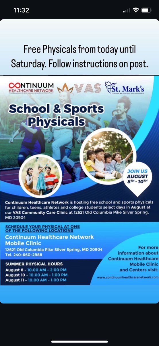 Anyone in need of a FREE School/Sports Physical, follow the instructions provided. <a href="/CSconnect_MCPS/">MCPS Community Schools Team</a>