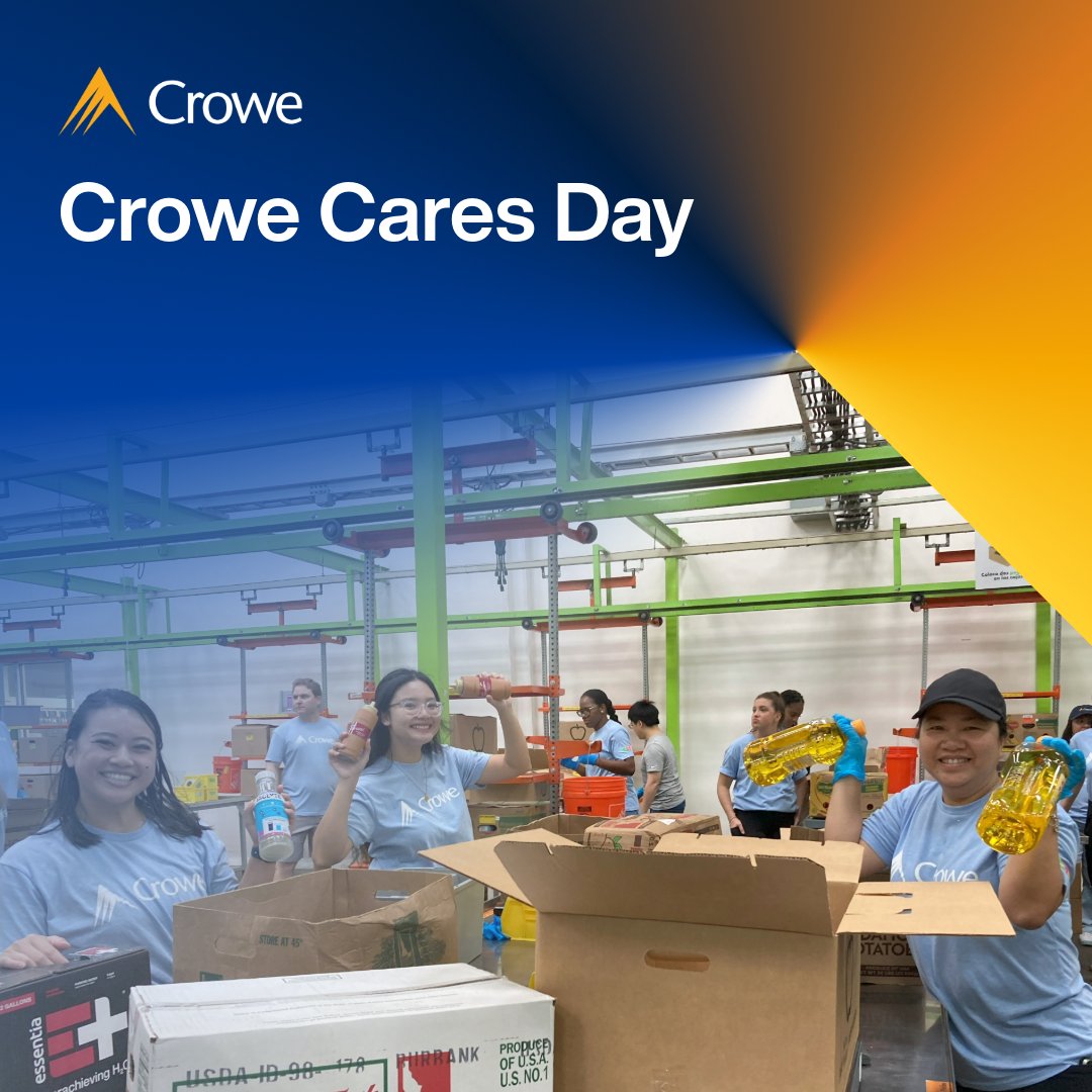 CroweUSA's tweet image. Today Crowe team members are participating in our second annual #CroweCares Day as part of our global anti-hunger campaign! As a firm, we’re focusing our volunteer efforts on fighting food poverty and insecurity across our communities. #GoCrowe