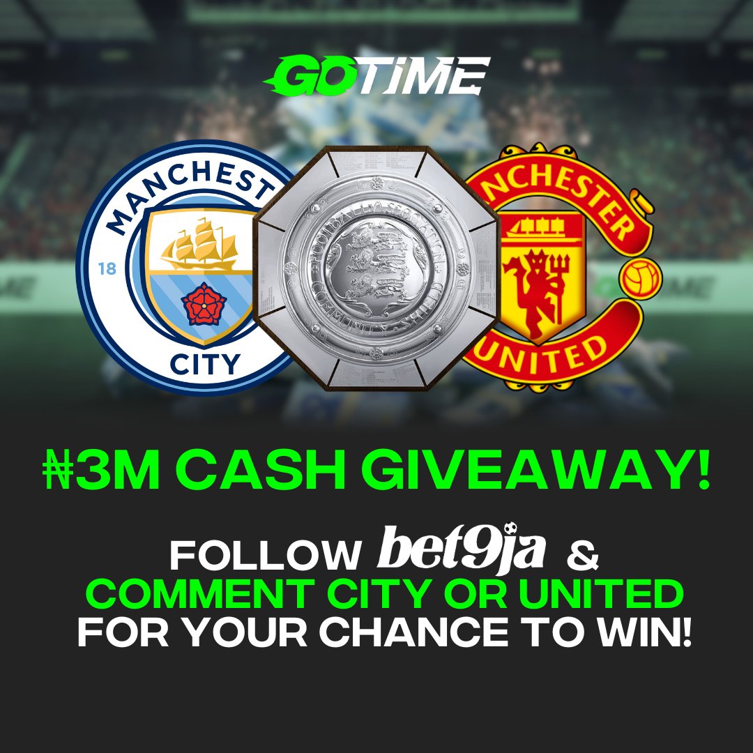 Bet9jaOfficial's tweet photo. 💰 ₦𝟯 𝗠𝗜𝗟𝗟𝗜𝗢𝗡 𝗚𝗜𝗩𝗘𝗔𝗪𝗔𝗬! 💰

1️⃣ Follow @Bet9jaOfficial 
2️⃣ Predict the Community Shield winner
3️⃣ Don't forget your Bet9ja User ID

30 winning users will be selected at random and receive N100k cash across our social channels! https://t.co/WPRAMtb2YZ