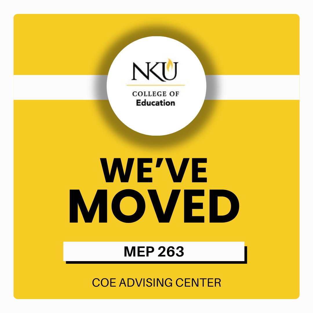 📢 Attention Students! 📢

The COE Advising Center has moved to a new location. You can now find us at MEP 263. Stop by for all your advising needs! 🗺️📚 #COEAdvising #NewLocation #NKU #StudentSupport