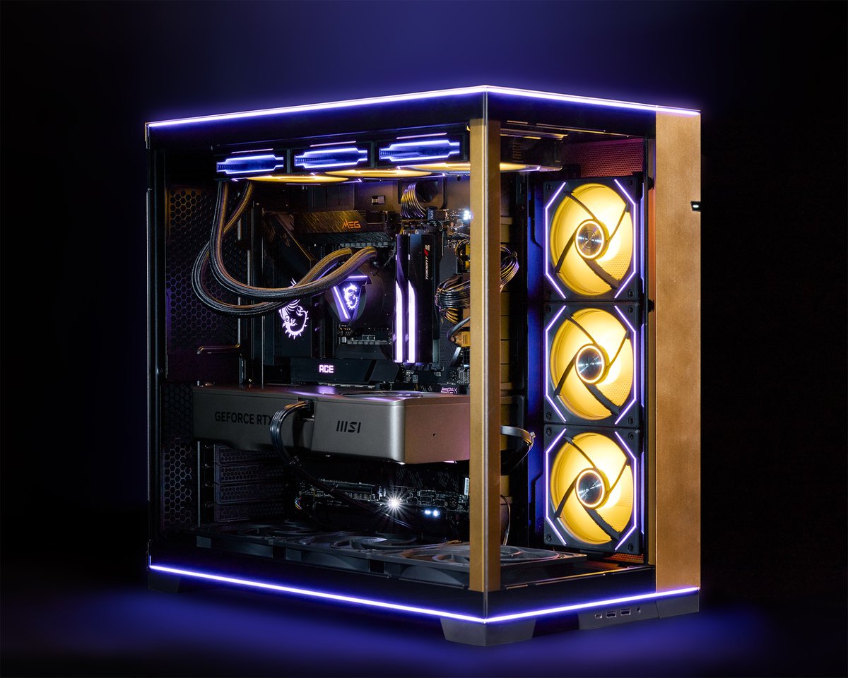 PCG_Computers's tweet photo. Gold medal performance in a gold-plated case! 🥇 This custom-built PC is the ultimate champion of gaming and style. #PCBuild #GoldMedal #LianLi #MSI #Olympics https://t.co/Qef0gC545y