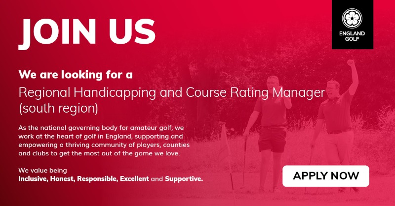 EnglandGolf's tweet photo. 🚨 WE'RE HIRING! 🚨

As Regional Handicapping and Course Rating Manager, you will organise and deliver education in the south region on the World Handicapping System (WHS™) Rules of Handicapping and Course Rating™.

#RespectInGolf #TogetherInGolf