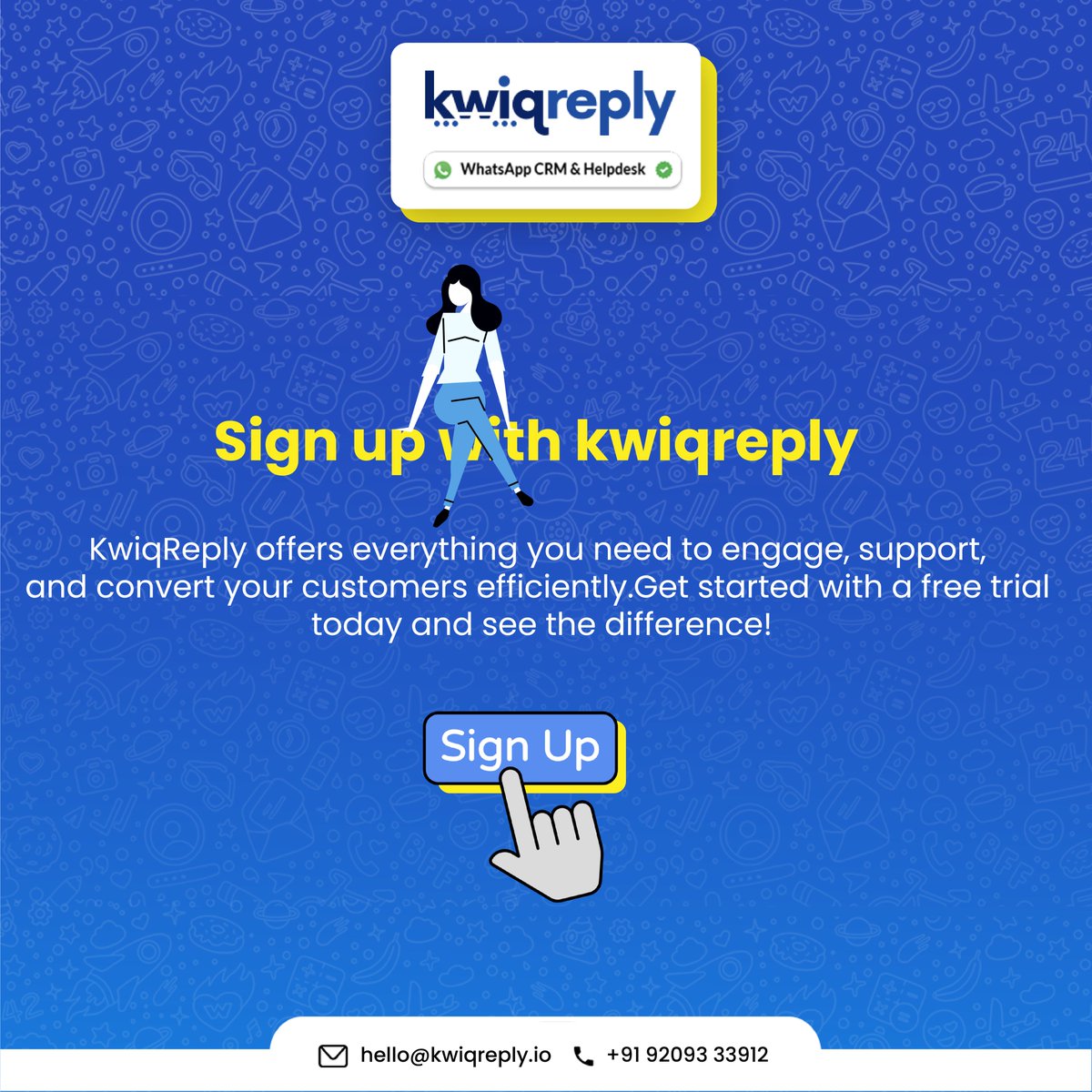 kwiqreply's tweet photo. Transform Your Customer Experience with KwiqReply! 

Get started with a free trial and see how we can help you engage, support, and convert effectively. 

Visit https://t.co/Jhh8xta5Cx

#KwiqReply #CustomerSupport #BusinessGrowth https://t.co/rb9RzQBmjU