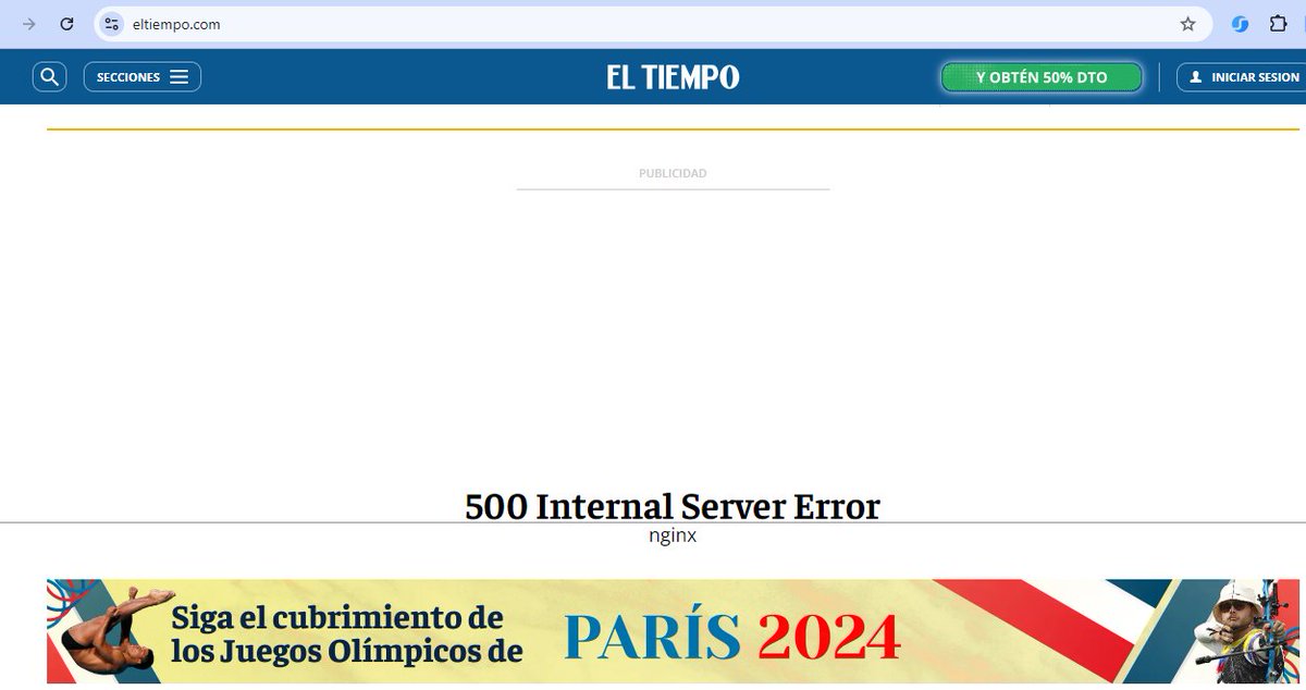 DepPackage's tweet image. Es viernes y @ELTIEMPO lo sabe #internalservererror