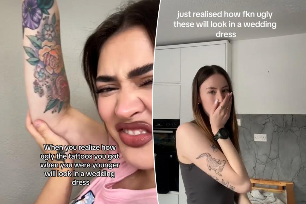 Gen Z brides with tattoo regret flock to laser treatment clinics to remove unsightly ink before weddings trib.al/bNYg0D9