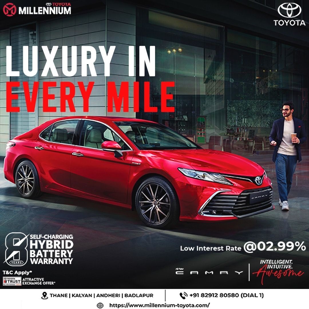 officialmillen3's tweet photo. Indulge in luxury with the Toyota Camry. Every drive is redefined with comfort and style. 🚗✨

Discover more at Millennium Toyota.

#CamryLuxury #RefinedDrive #MillenniumToyota #ToyotaIndia https://t.co/TAuE1VfzJW
