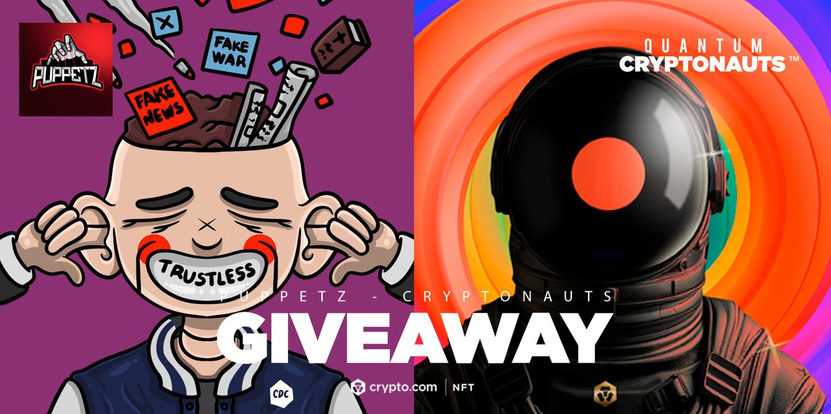 PUPPETZ &amp; CRYPTONAUTS HUGE GIVEAWAY! 🔥🚀

Stoked to colab with one of the biggest projects in the #crofam to celebrate our upcoming drop Qᴜᴀɴᴛᴜᴍ ᴄʀʏᴘᴛᴏɴᴀᴜᴛꜱ™ next monday 12th

4 winners / 4 prizes:
🎁 1x Qᴜᴀɴᴛᴜᴍ ᴄʀʏᴘᴛᴏɴᴀᴜᴛꜱ™ NFT 
🎁 1x Puppetz