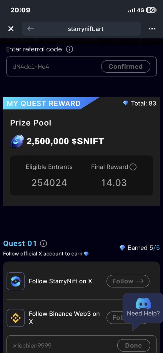lechien9999's tweet photo. @StarryNift Why haven't I received my reward yet? https://t.co/NIi2kZ6stB
