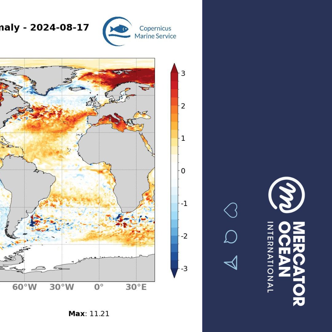 🌡️ 🌊 Another summer week, another Marine Heatwave Bulletin release!

Read more on our website and check out the heatwave forecasts for the 17th of August ⬇️

mercator-ocean.eu/en/mhw-bulleti…