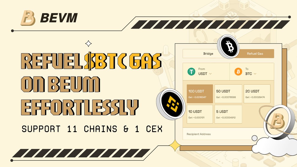BitAgere's tweet photo. 📢Important Update: Refuel $BTC on BEVM with Ease!

Excited to support #Binance and over 11 chains' $USDT, converting it to $BTC gas on @BTClayer2 with just one click at a minimal cost.

No more hassle with various third-party bridges!

🧵👉https://t.co/SvM9bdzoyt