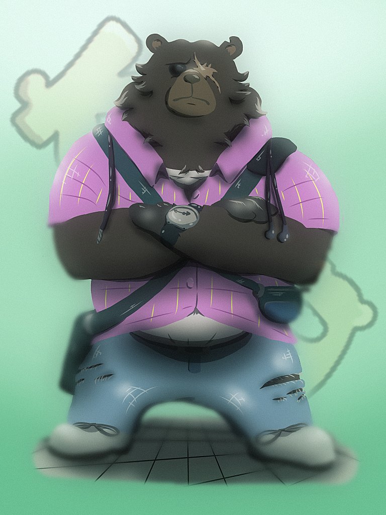 So I made a trade with a friend and they decided to give a character my hype attire I could wear if there's a chance, so I chose the big bear himself! #BenBigger #zzzero  #furryart #furryartwork