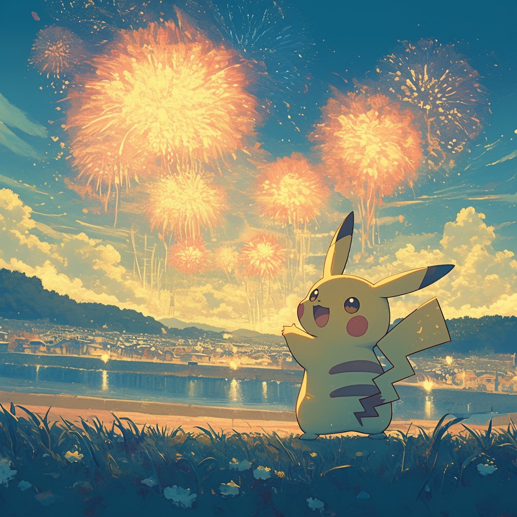 Fireworks with Pikachu