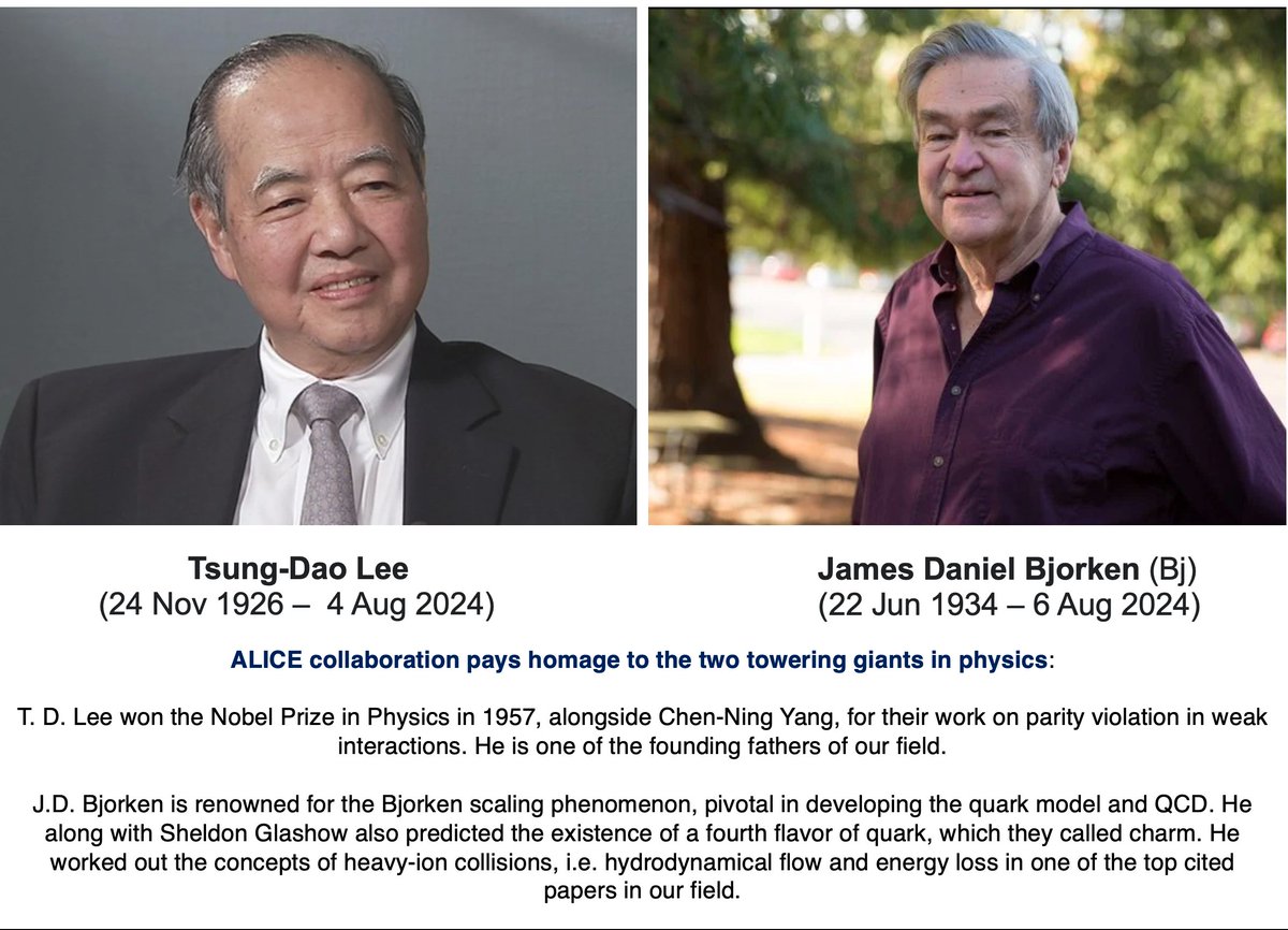 ALICE collaboration pays homage to the two towering giants in physics:  T. D. Lee and J.D. Bjorken