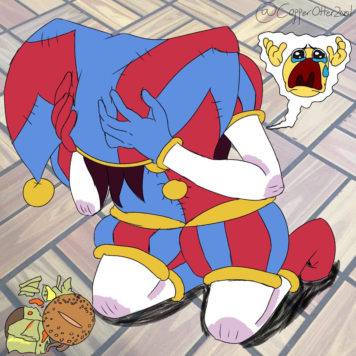 Sad Clown Woman goes through hard times [She dropped her burger :(]
 #Pomni #TheAmazingDigitalCircus #theamazingdigitalcircusfanart