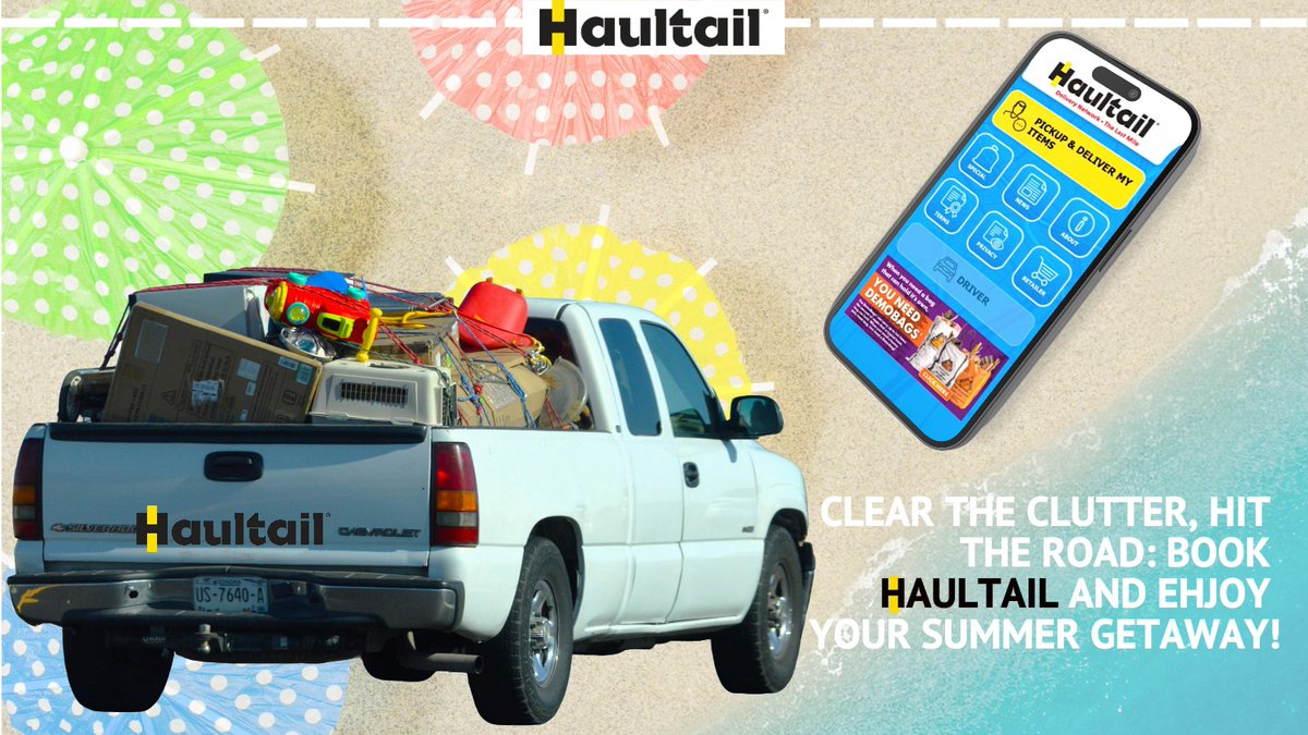 GSHoldingCorp's tweet image. Prep for summer trips by clearing out the clutter with convenient junk removal service. Book through the Haultail App, send unwanted items to the dump, and enjoy your vacation to the fullest. Download app: haultail.com/download/

#GSHC #Haultail #junkremoval #dump #clutterfree