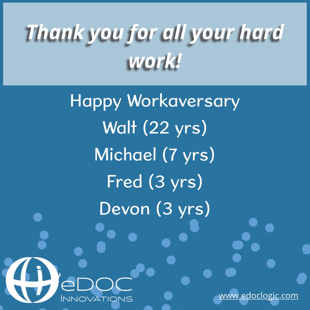 eDOCInnovations's tweet image. Join us in celebrating our dedicated team members who are marking another year of hard work and dedication. Happy work anniversary to all those who are celebrating this month! 

#eDOC #CheckLogic #DigitalTransactions #SignAnywhere #eSignatures #eDOCSignature