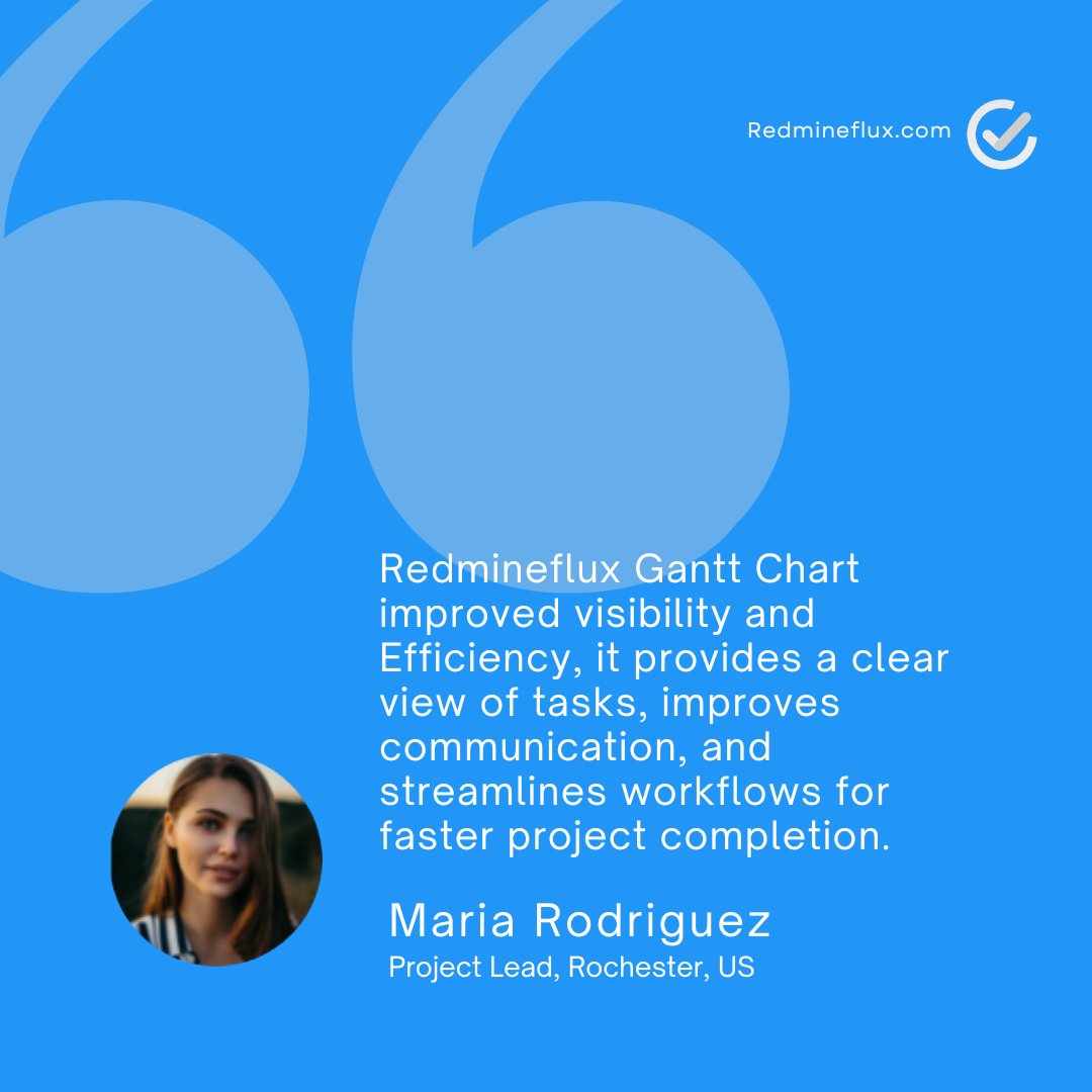 Redmine_flux's tweet image. Maria Rodriguez highlights the impact of Gantt chart on her team’s project management. 📈 Interested in the full story? Click to read her review! Redmineflux.com/testimonials #ProjectManagement #RedminePlugin #RedmineFlux