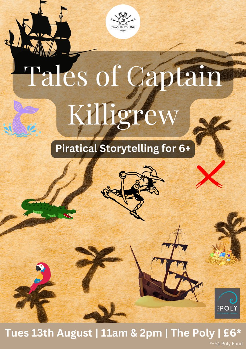 SwashbuckleC's tweet photo. Looking for something piratical for the family next week? Come and hear some tales from Captain Killigrew at the Poly Falmouth
Tales at 11am and 2pm on Tuesday 13th August
https://t.co/sQVt2H6Zhb
#falmouth #whatsoncornwall #family #storytelling https://t.co/p3TWeCcpaW
