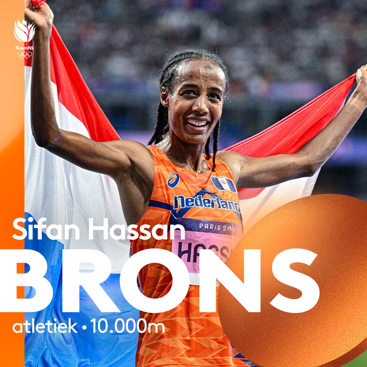 TeamNLtweets's tweet image. WEER BRONS VOOR SIFAN! 🤩

#TeamNL | #Paris2024