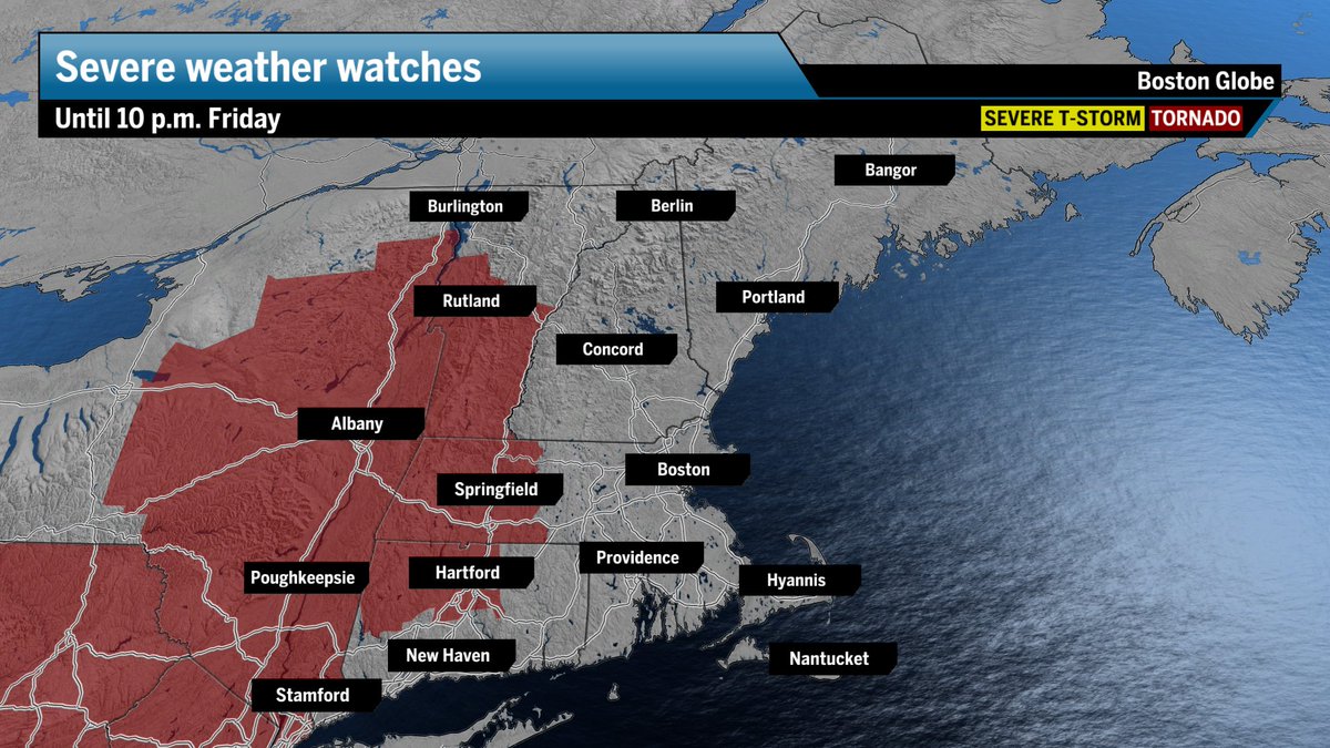 #Tornado watch issued for Western #NewEngland. Due to cyclonic nature of Debby remnants with increased shear, low cloud base, lots of moisture. #nywx #vtwx #mawx #ctwx @bostonglobe #tropics #severeweather #Debby