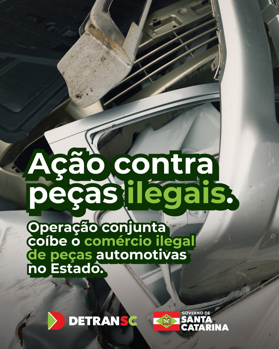 DetranSC's tweet image. Operação conjunta coíbe o comércio ilegal de peças automotivas no Estado. Até agora, foram apreendidas peças de 68 carros furtados: 48 em Santo Amaro da Imperatriz, 10 em São José, 9 em Biguaçu e 1 em Palhoça. #Segurança #CombateAoCrime