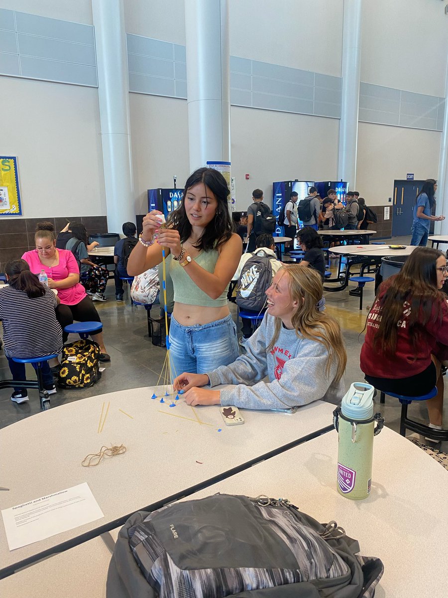 LLHSTigers's tweet photo. The LLHS Service learning class/Lending a Paw having some fun at lunch today! Spaghetti tower contest at both lunches today!! #LLHS https://t.co/bQarJFM2co