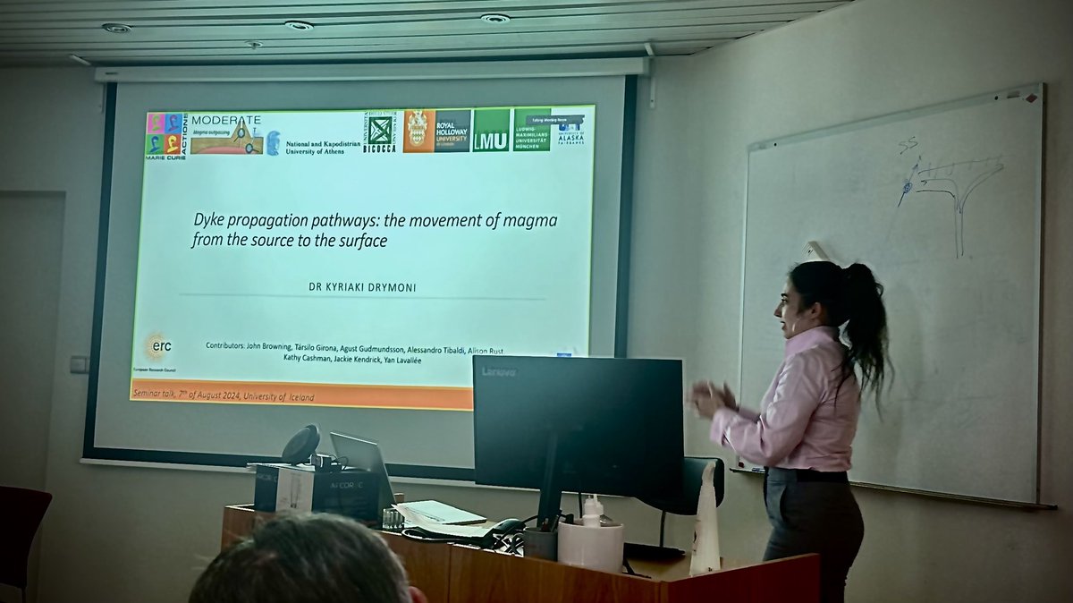Our <a href="/SandyDrymoni/">Sandy Drymoni</a> presented her ongoing work on magma propagation pathways and the outline of her new <a href="/MSCActions/">Marie Skłodowska-Curie Actions</a> fellowship on magmatism in the Reykanes peninsula at the lunchtime #Volcanology seminar at <a href="/uni_iceland/">University of Iceland</a> on Wednesday, prior to some exciting fieldwork!