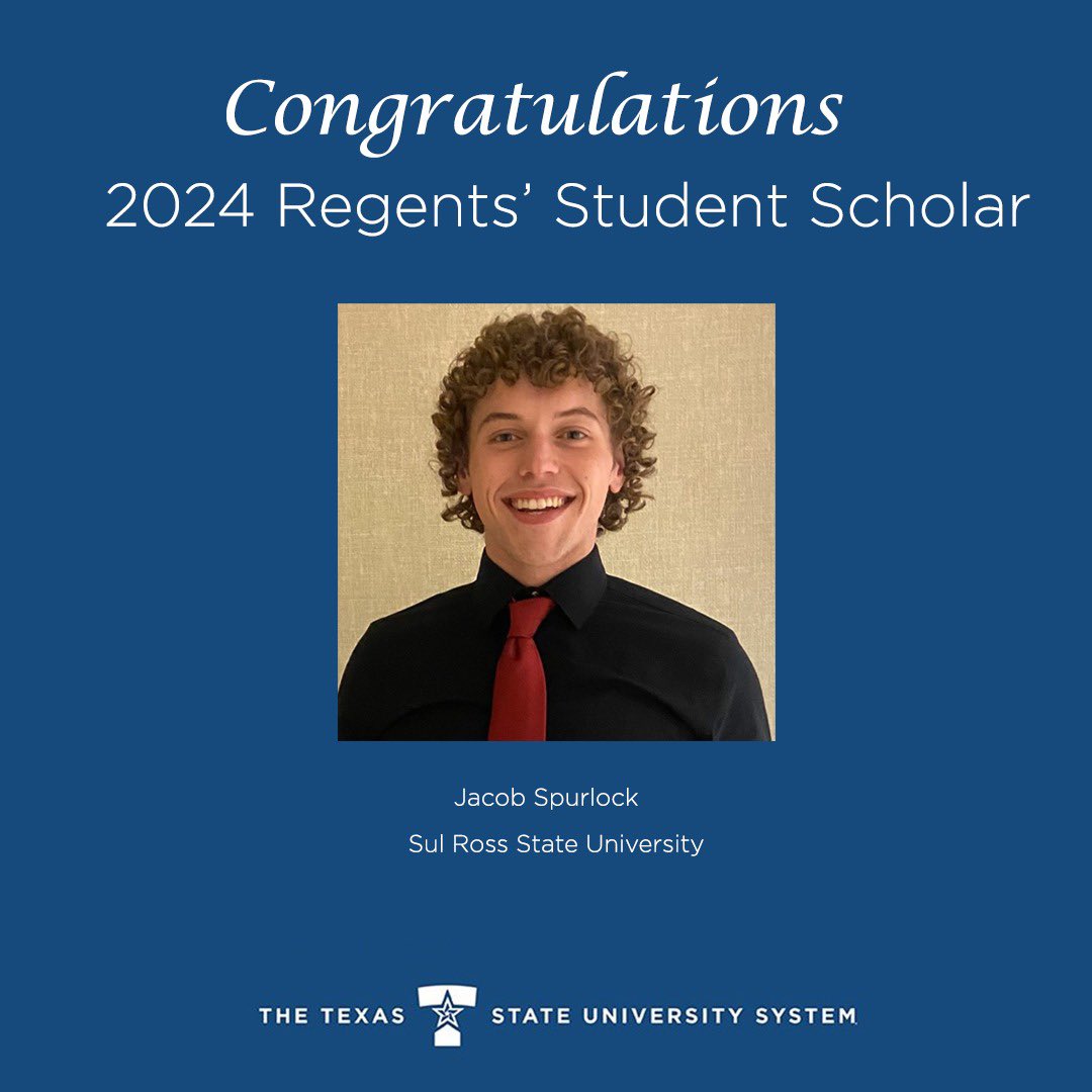 Texas State University System (@txstateunivsyst) on Twitter photo <a href="/JillPruetz/">Jill Pruetz</a> <a href="/txst/">Texas State University</a> <a href="/sam_houston/">sam Houston</a> <a href="/egerphd/">Dr. E (she/her)</a> <a href="/CindyRoyal/">Cindy Royal</a> <a href="/drmillerray/">Jennifer Miller-Ray, Ph.D.</a> <a href="/Sul_Ross/">Sul Ross State University</a> Jacob Spurlock, a Communications Studies major at <a href="/Sul_Ross/">Sul Ross State University</a>, is this year’s Regents’ Student Scholar. This award honors students for outstanding academic achievement, leadership, and community contributions. <a href="/JillPruetz/">Jill Pruetz</a> <a href="/txst/">Texas State University</a> <a href="/sam_houston/">sam Houston</a> <a href="/egerphd/">Dr. E (she/her)</a> <a href="/CindyRoyal/">Cindy Royal</a> <a href="/drmillerray/">Jennifer Miller-Ray, Ph.D.</a> <a href="/Sul_Ross/">Sul Ross State University</a> Jacob Spurlock, a Communications Studies major at <a href="/Sul_Ross/">Sul Ross State University</a>, is this year’s Regents’ Student Scholar. This award honors students for outstanding academic achievement, leadership, and community contributions.