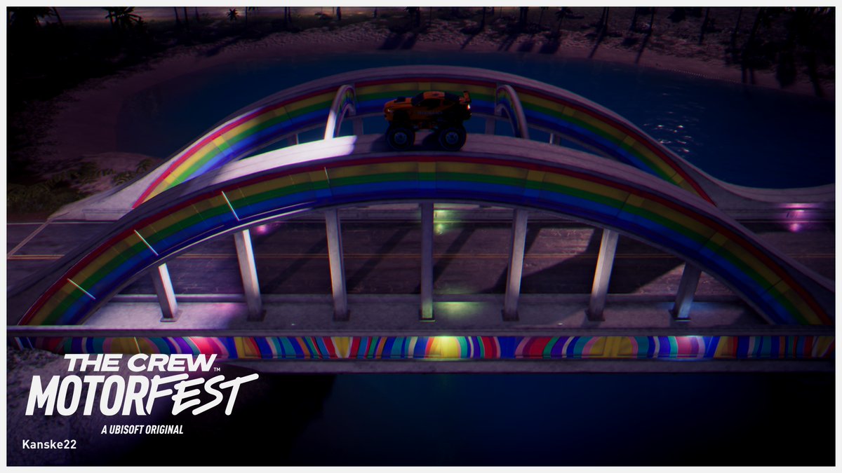 KanskeDesigns's tweet photo. Here are some more snaps I've gotten over my time playing. I knew once I saw the rainbow bridge that I wanted a picture of it and when I attempted running up the edge with a monster truck, it just felt perfect 🌈 https://t.co/AwJGNwXnOv