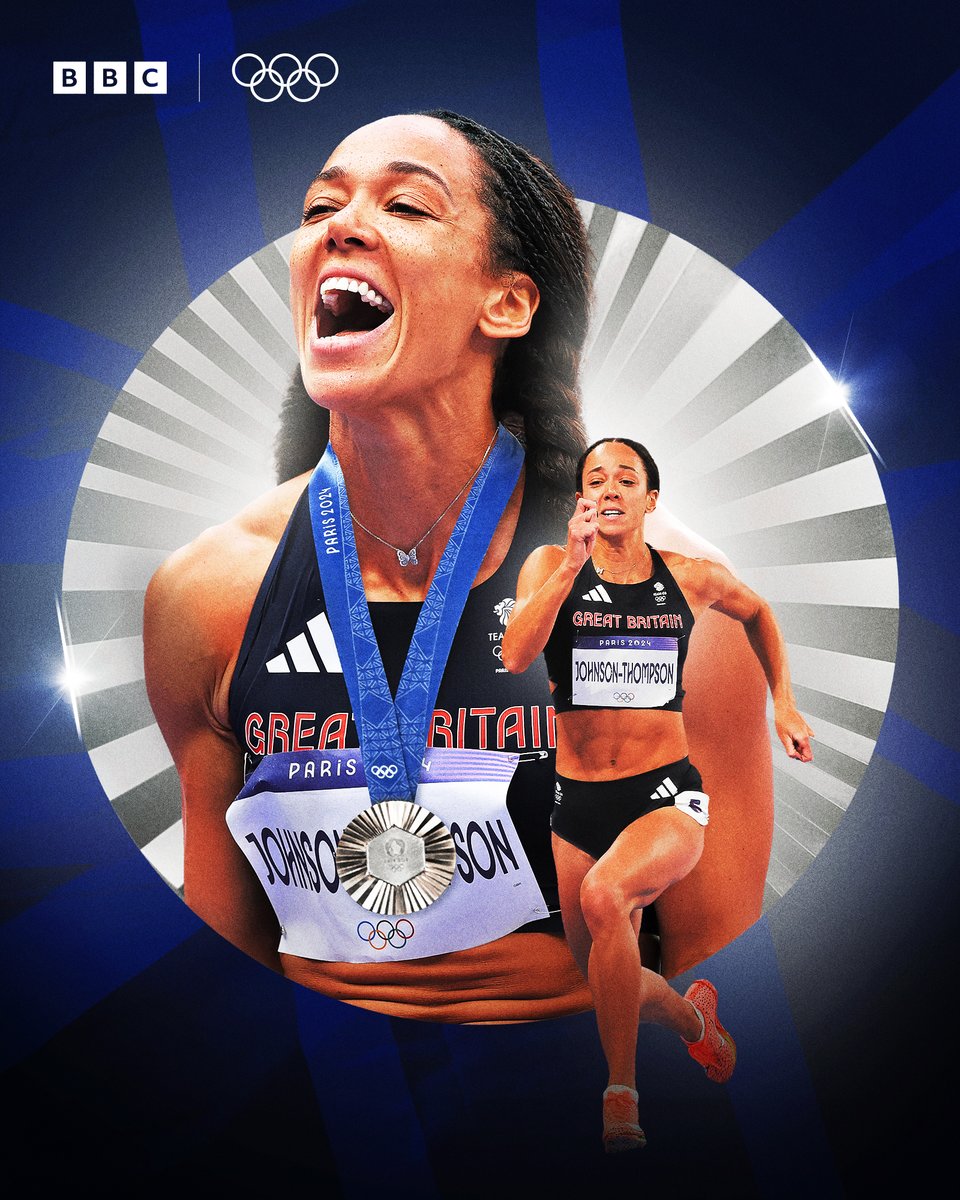 BBCSport's tweet image. It&apos;s SILVER for Katarina Johnson-Thompson 🥈✨

A special, special moment as the @TeamGB heptathlete gets her first Olympic medal 🥹

#BBCOlympics #Paris2024 #Olympics