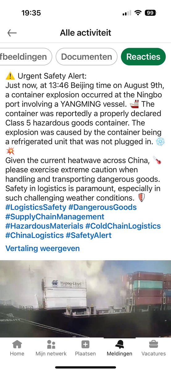 Tijgernest's tweet photo. Met dank aan @marchelzmr : het zou een koelcontainer klasse 5 zijn die niet koelde. Organische peroxide, #SADT? https://t.co/zlEUFK4yY4