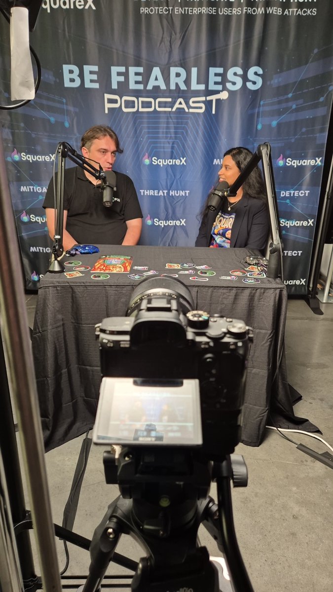 getsquarex's tweet photo. Introducing our first 'Be Fearless' podcast guest at DEF CON: @evstykas, CTO at @atroposai

Vangelis and @dakshitaababu spoke about the rising threat of ransomware, his thoughts on the browser security space and more - stay tuned for when the full episode drops! 

@vivekramac https://t.co/pR5kZpm06f