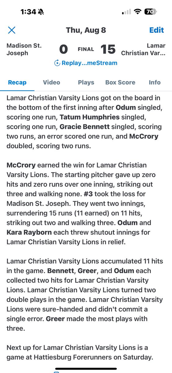 LCSLionsSB's tweet photo. Big win last night to get back in the win column!!! Next up @hattiesburgforerunners and @bowlinggreenbuccaneers Saturday at the @PCSBOBCATS invitational. https://t.co/z2aN42iTql