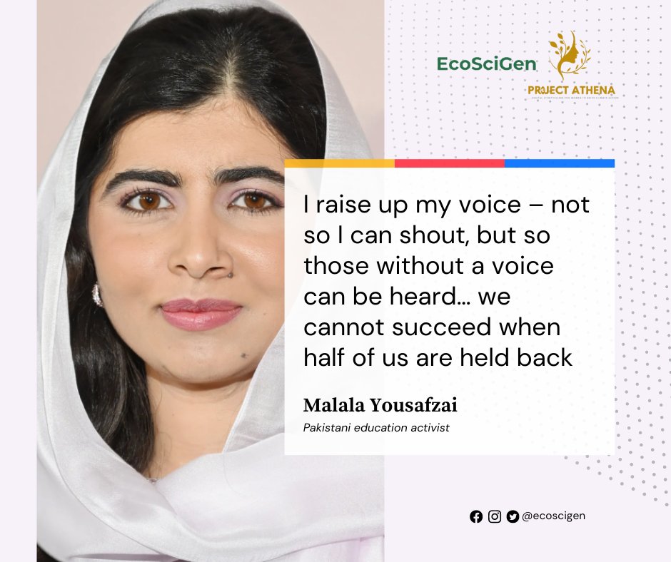 ecoscigen's tweet image. Malala Yousafzai has inspired alot of us. We have learnt to stand for what we believe in and use our voice to advocate for change. 

With the launch of Project Athena, we will be equipping women and girls with digital storytelling skills. 

#projectathena  #women #storytelling