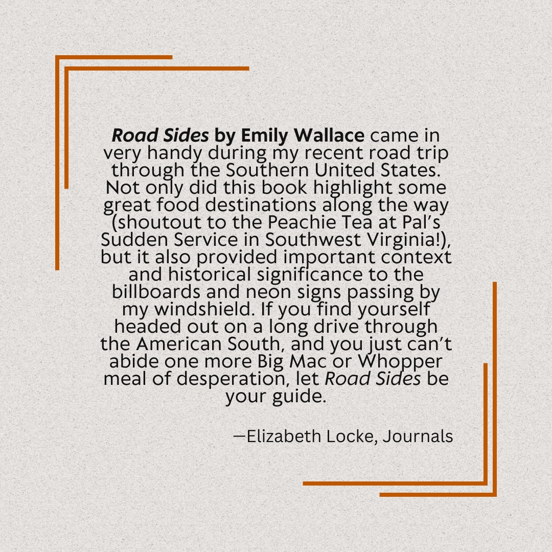 UTexasPress's tweet photo. This weekβs #BestoftheBacklist pick comes from Elizabeth Locke in Journals! Swipe to see why she thinks ROAD SIDES (2019) should come with you on your next road trip! π
#ReadUP #roadtrip #roadtripbooks #StaffPicks #AugustReads #readmorebooks https://t.co/LQlwVhqjnu