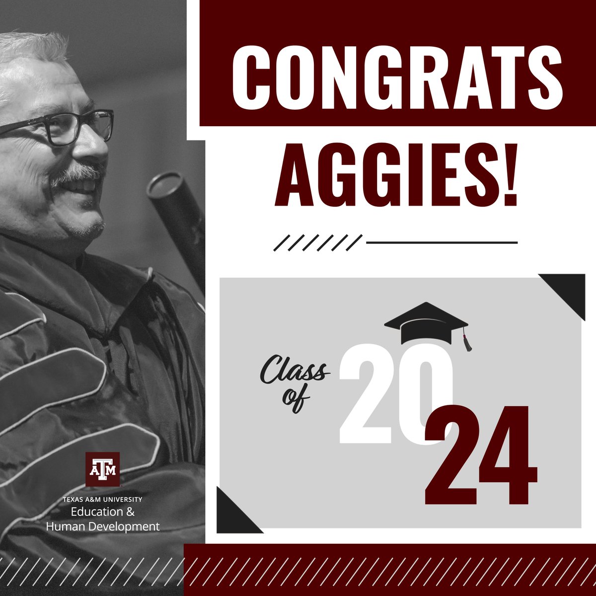 Congratulations to our summer graduates! Your hard work has paid off, and we're proud of all you've achieved. Here's to new adventures ahead. 🎓

#ClassOf2024 #GigEm #Aggies #Graduates