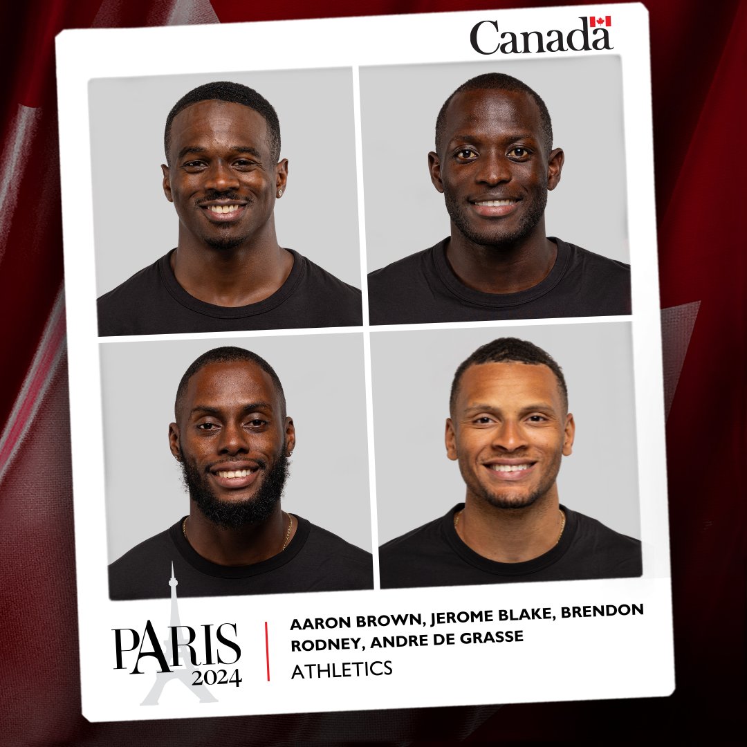 They’ve done it! After 28 years, the Canadian men’s 4 x 100m relay team has reclaimed its spot at the top of the podium! 🥇🥇🥇🥇

Congratulations to Aaron Brown, Jerome Blake, Brendon Rodney, and Andre De Grasse on a historic performance at #Paris2024! 

<a href="/AthleticsCanada/">Athletics Canada</a> 👟
