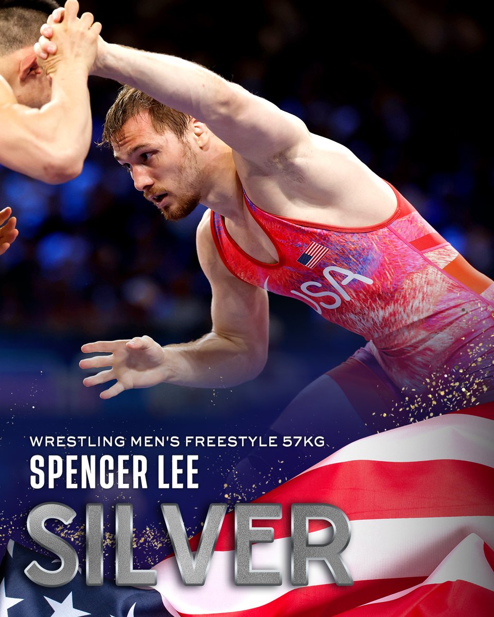 Spencer Lee is taking home SILVER in his Olympic wrestling debut! 🇺🇸🥈 #ParisOlympics
