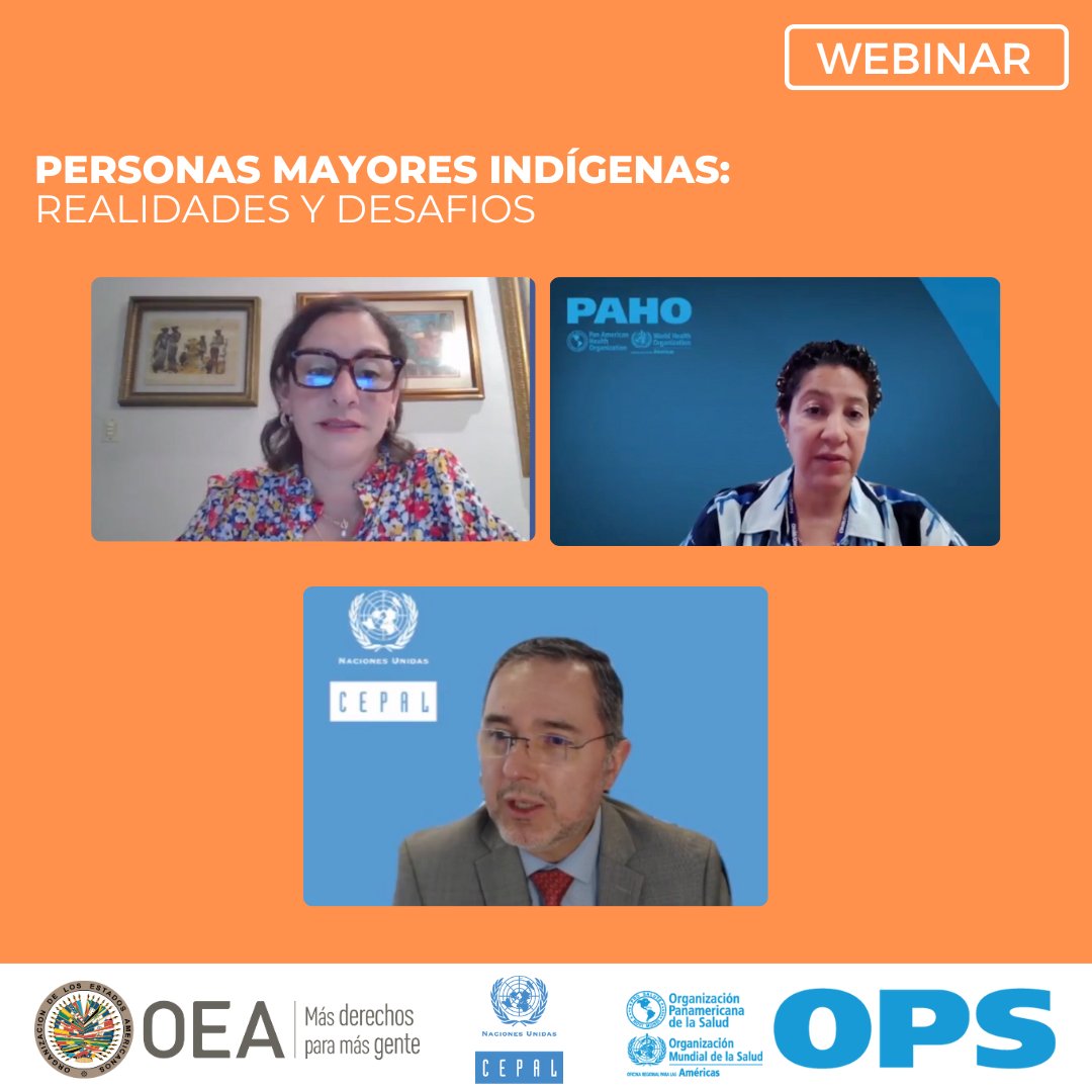 En el marco de la VII Semana Interamericana de los #PueblosIndígenas, se llevó a cabo el webinar "Personas Mayores Indígenas: Realidad y Desafíos", el cual fue inaugurado por:

🔸<a href="/PlataMcp/">Maricarmen Plata</a> de <a href="/OEA_oficial/">OEA</a> 
🔸Jessie Schutt Aine de <a href="/opsoms/">OPS/OMS</a> 
🔸<a href="/JMMartinezPiva/">Jorge Mario Martínez Piva</a> de <a href="/cepal_onu/">CEPAL</a>