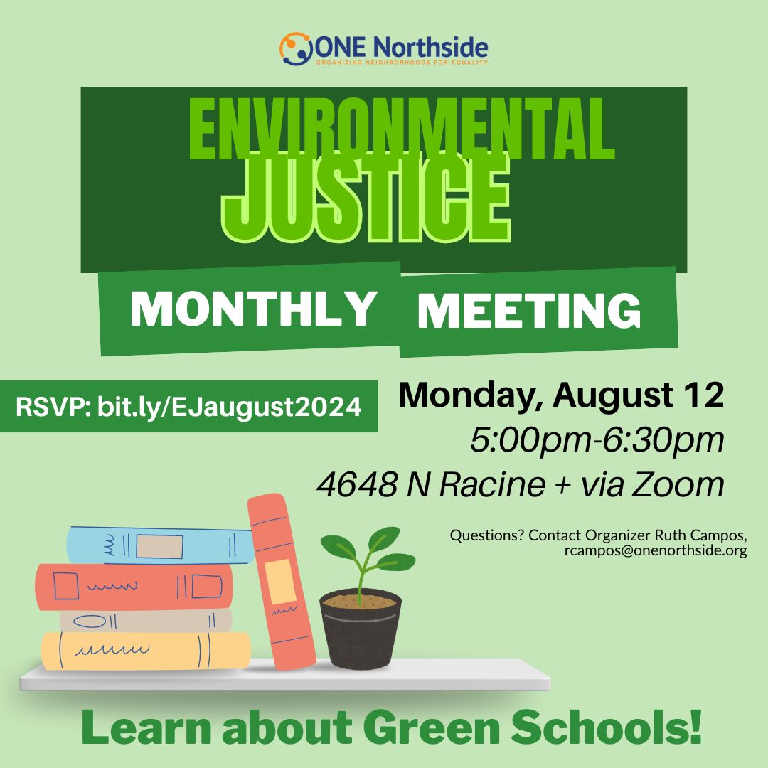 Join us Monday for the Monthly Meeting of the Environmental Justice Team. Everyone is welcome! Come learn more about the Green Schools Campaign and how you can get involved in this effort to make our schools healthier and more climate resilient! RSVP at bit.ly/EJaugust2024
